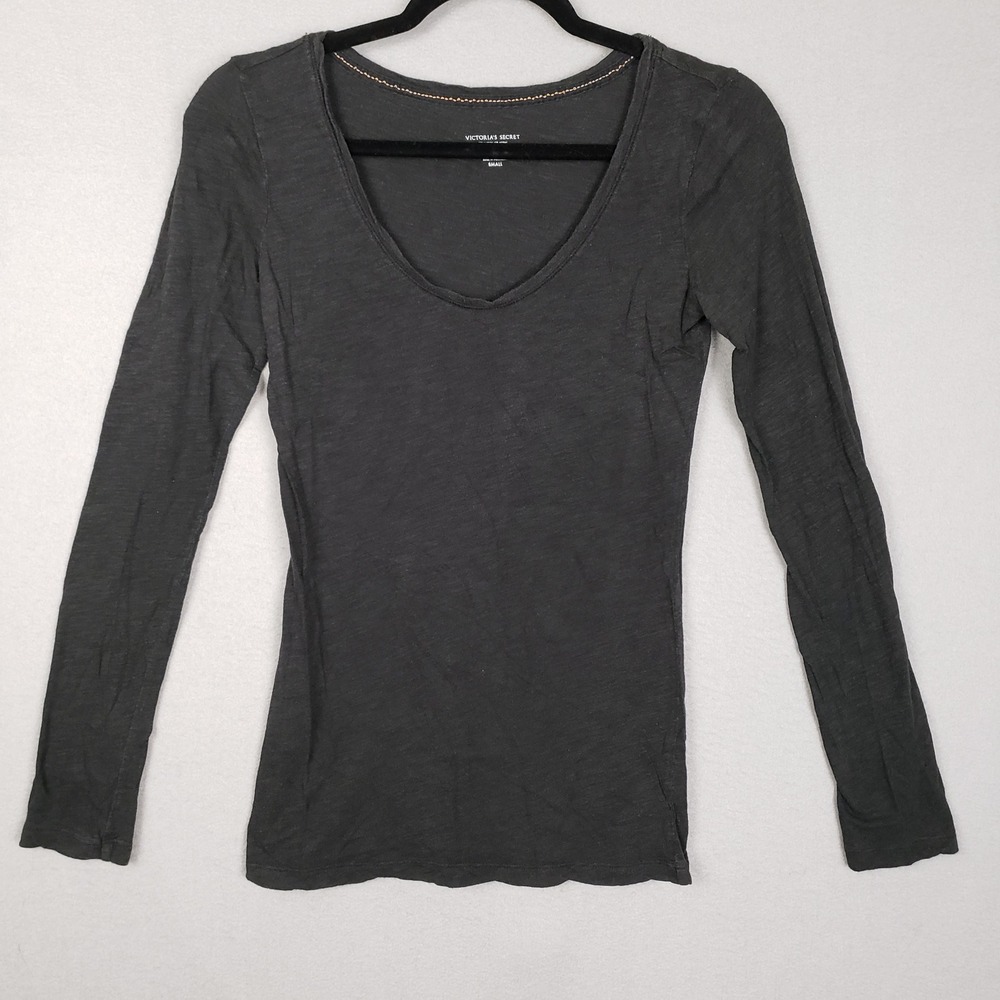 Y2K Victorias Secret Size S Long Sleeve VNeck Black Marl Bella Swan Indie Sleeze